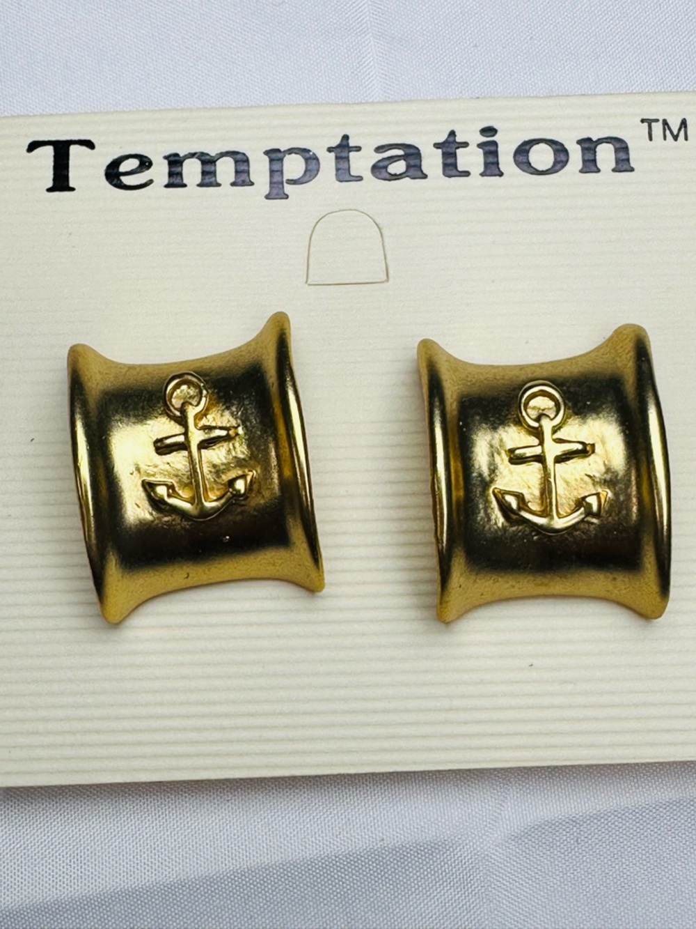 80s-90s DEAD-STOCK (Gold-plated) Gold Anchor Clip Earrings